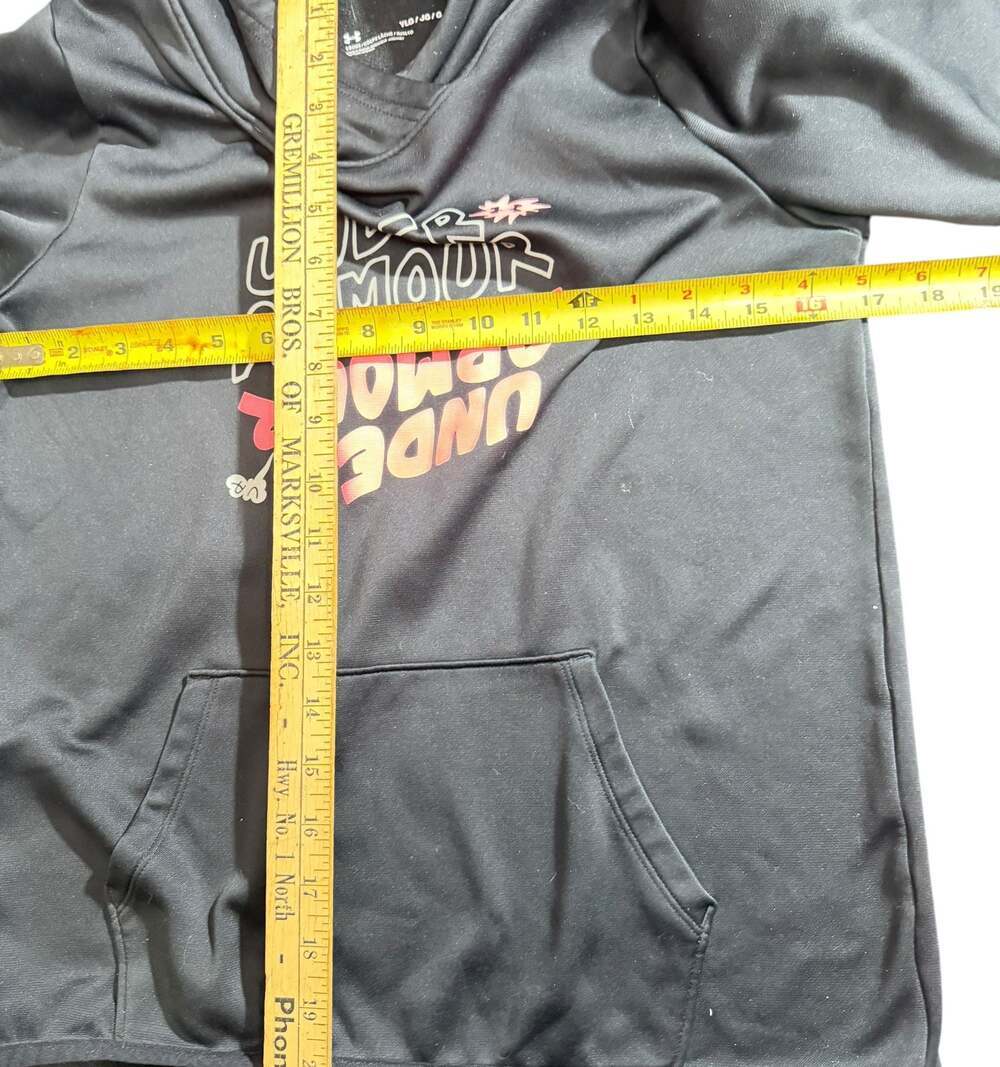 Under Armour Youth Large Black Pullover Hoodie Loose Fit Kangaroo Pocket - Picture 5 of 5